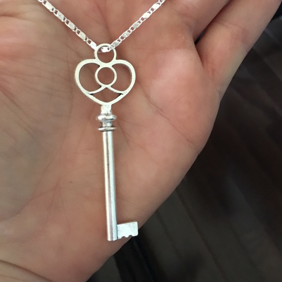 Key Pendant on Silver Chain Pendant Necklace - Picture 2 of 2